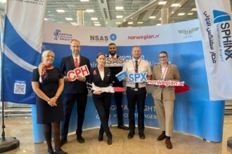 Danish and Norwegian Ambassadors receive first Norwegian Airlines in Sphinx airport