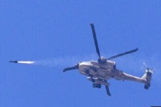 Israeli helicopter attacking Palestinian civilians