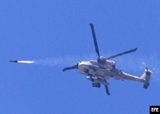 Israeli helicopter attacking Palestinian civilians
