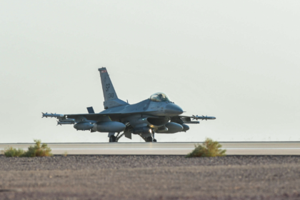 US Air Force F-16 lands in the Middle East