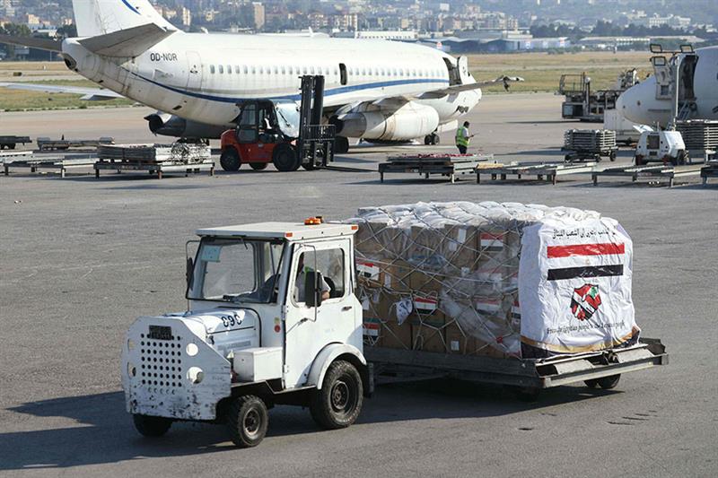Egyptian relief aid arrived in Beirut