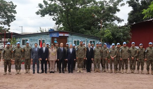 Egyptian Foreign Minister visits the Egyptian battalion in Congo