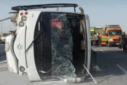 Bus overturns Al Galala