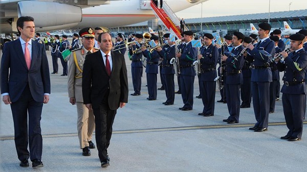 President Sisi arrives in Spain