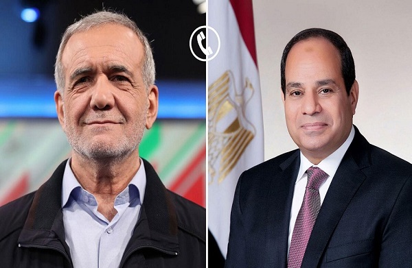 President Sisi and Iranian President Masoud Pezeshkian