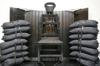 The firing squad execution chamber at the Utah State Prison in Draper