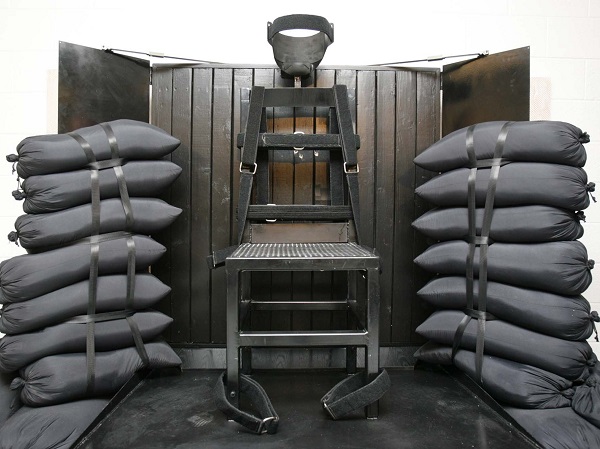 The firing squad execution chamber at the Utah State Prison in Draper