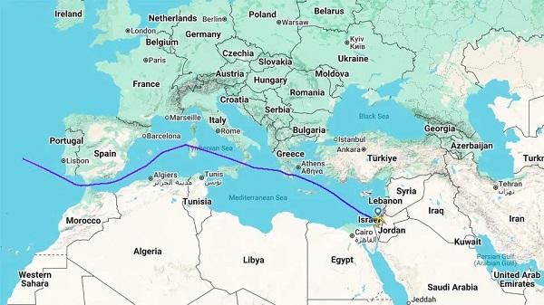 Natanyahu's plane route