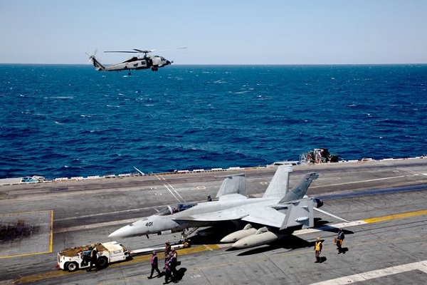 Hawk Helicopter and F-18 Hornet