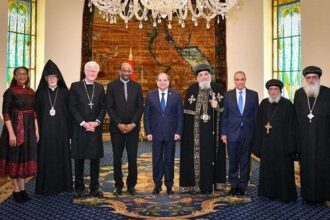 President Sisi, Pope Tawadros II and Christian leaders