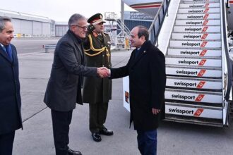 President Sisi arrives in Switzerland
