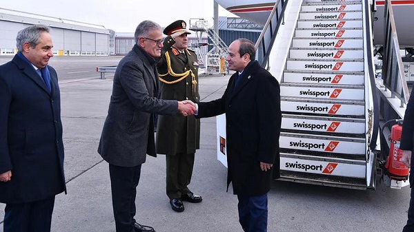 President Sisi arrives in Switzerland