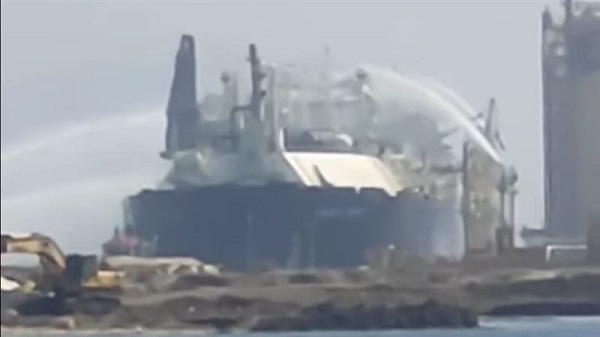 LNG Ship on fire