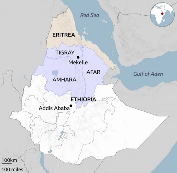 Map Ethiopia and Eritrea